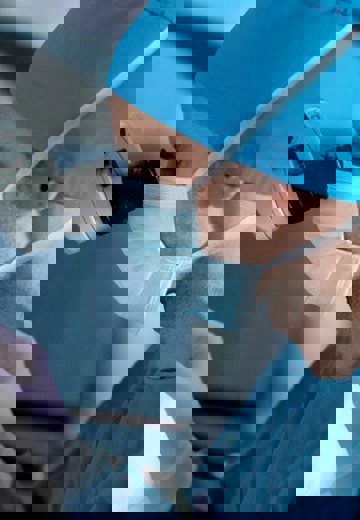 Eye surgeon with mask