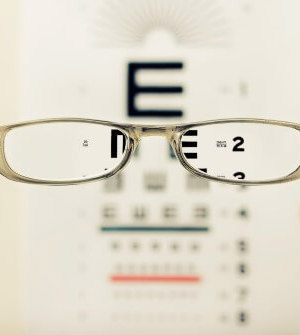 Blurry Snellen chart with glasses